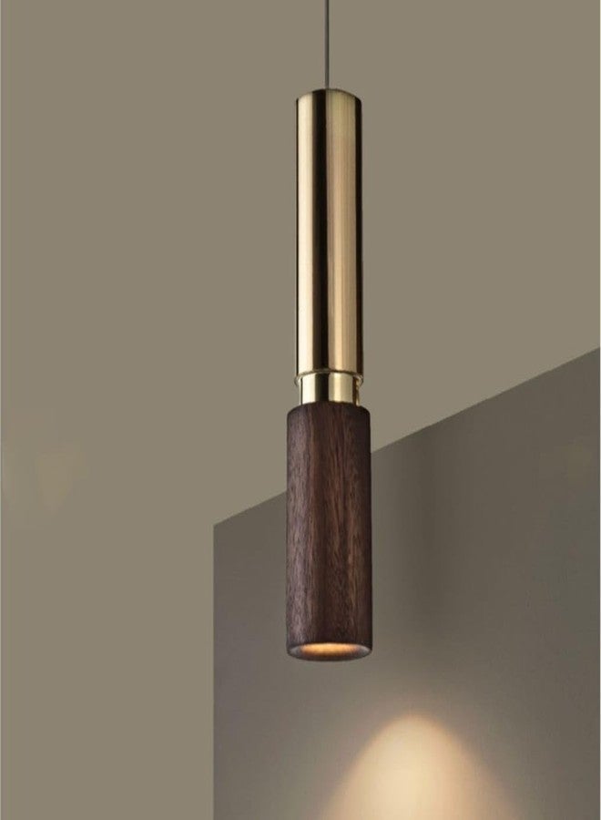 Glowave Modern Aluminium Cylindrical Pendant Hanging Light (Wooden Golden 882) - Image 1
